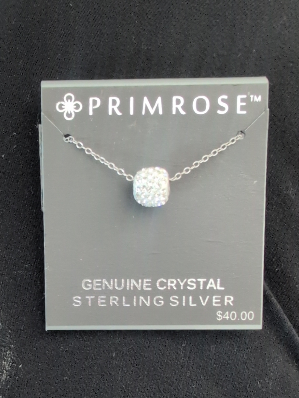Primrose Sterling Silver Crystal Cube Necklace - Silver